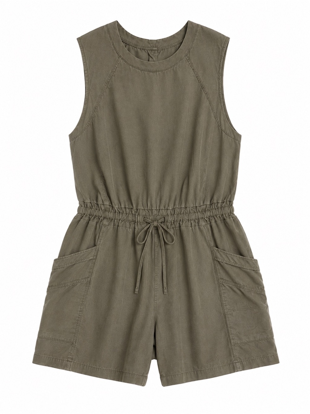 CALIA by Carrie Underwood Olive Utility Romper with Drawstring Waist